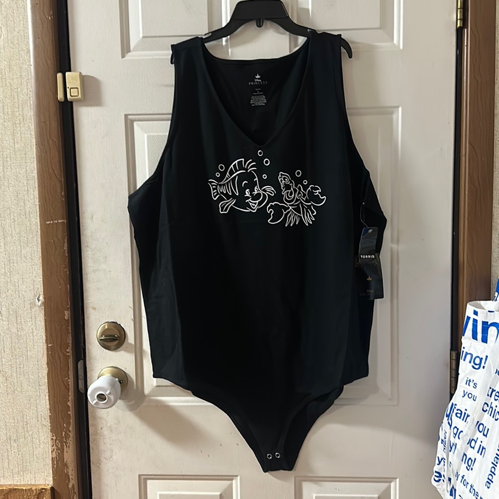 DISNEY PRINCESS COLLECTION LITTLE MERMAID BODYSUIT: BLACK: NEW WITH TAGS:SIZE 6X